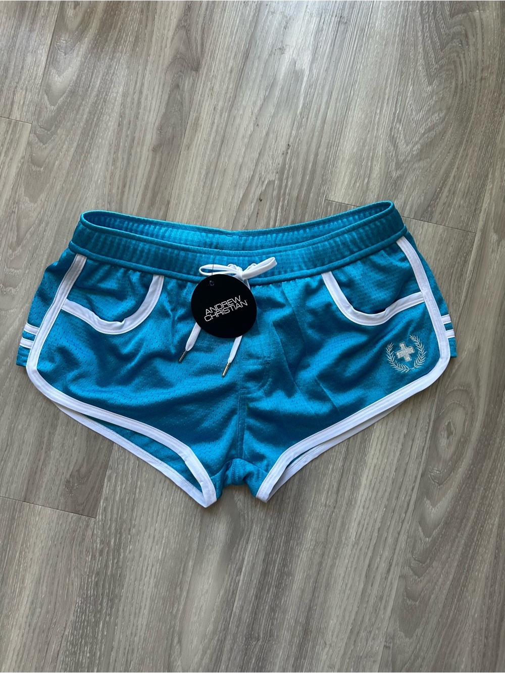 Andrew Christian | Fit Mesh Lined Trunks in Teal Blue (Small) - Picture 5 of 15